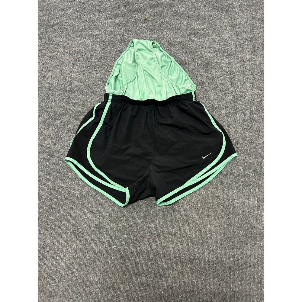 Nike Shorts Womens Size S Black Mint Green Dri-Fit Running Athletic Mesh Trim